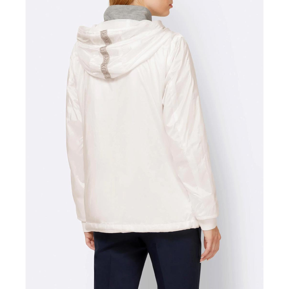 Designer-Kapuzenjacke weiß-grau