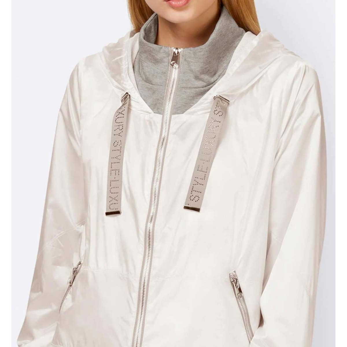 Designer-Kapuzenjacke weiß-grau