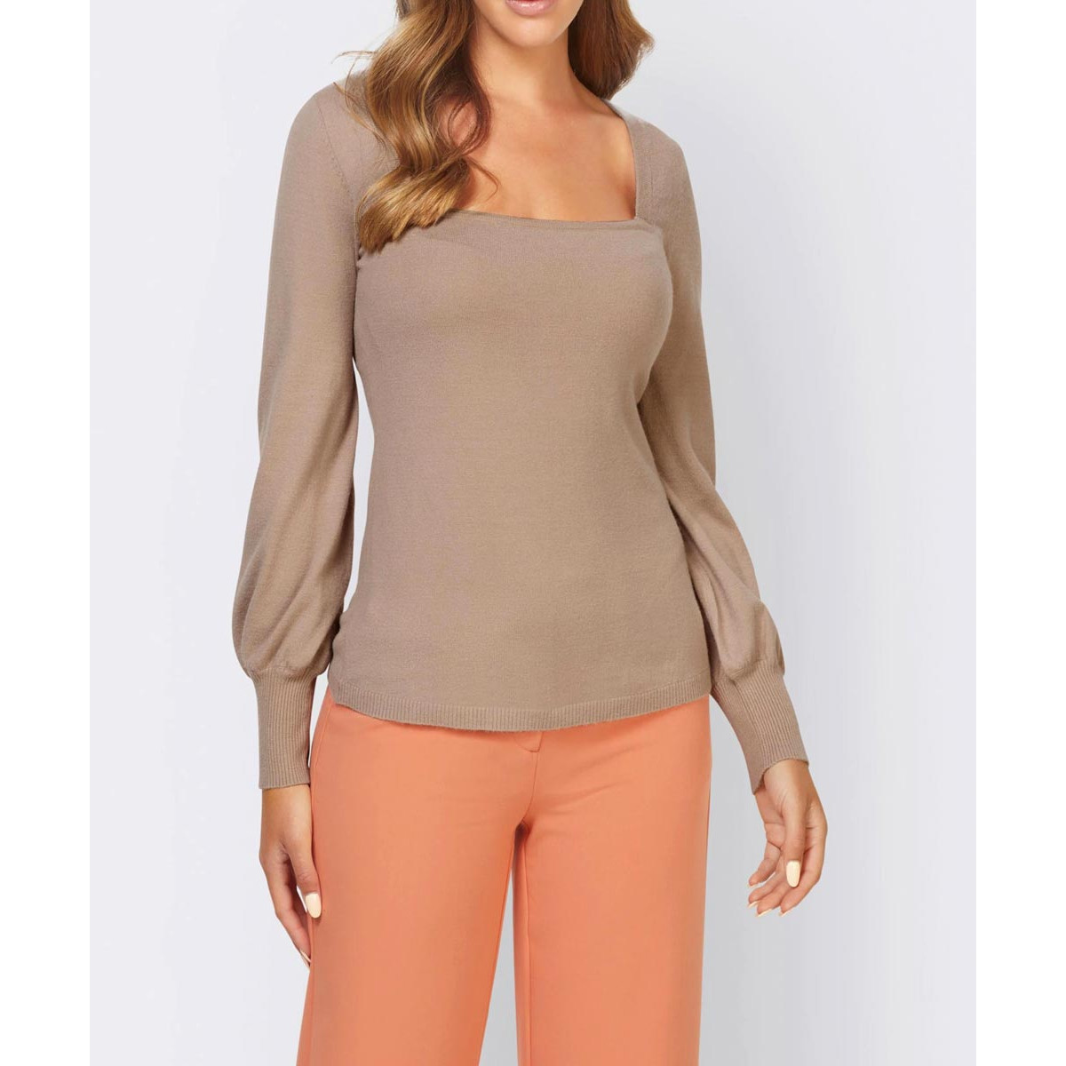 Designer-Carree-Pullover sesam