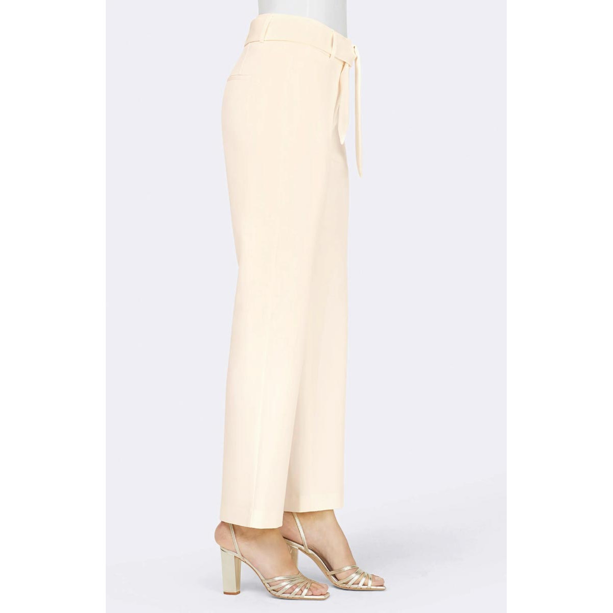 Designer-Stretchhose m. Gürtel champagner