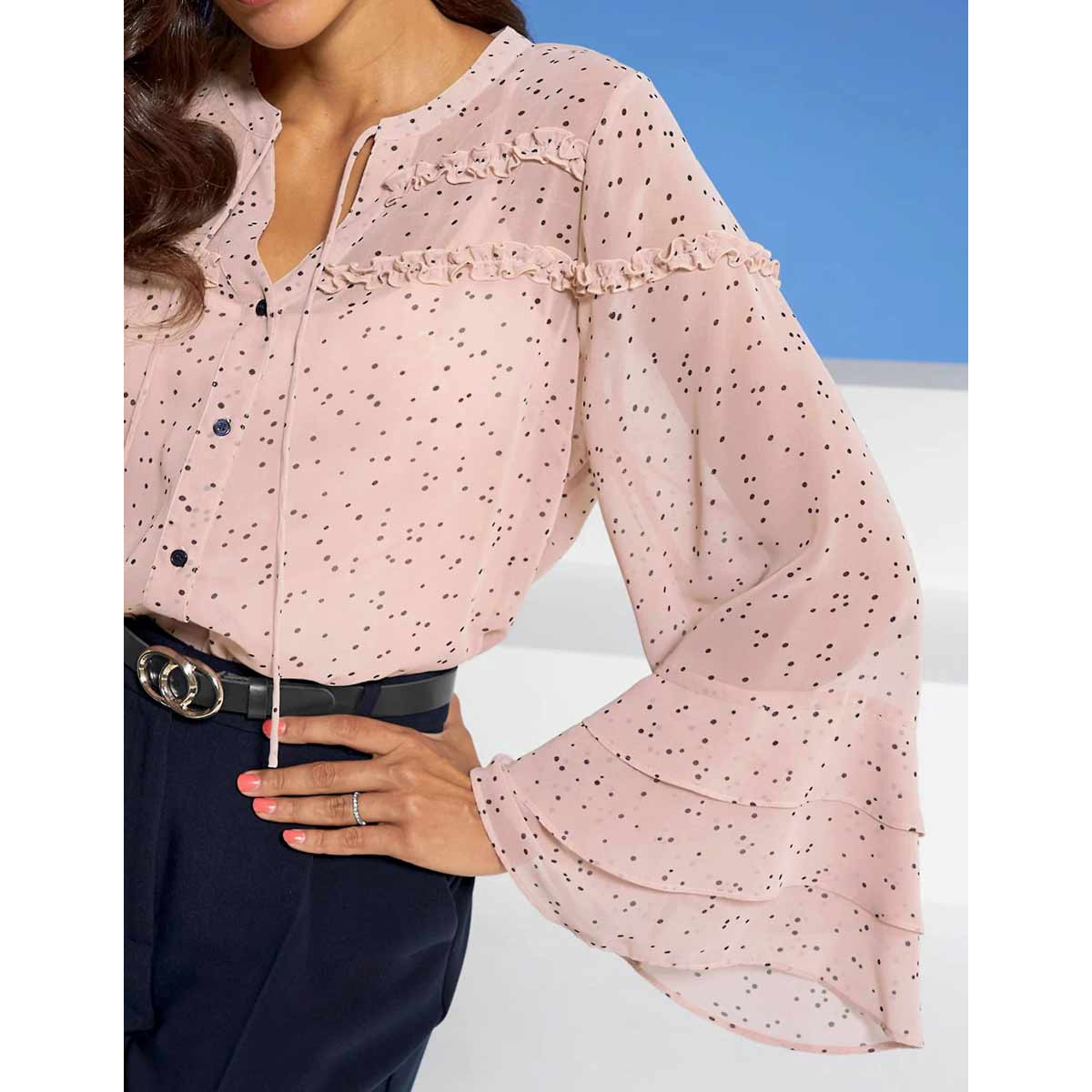 Designer-Chiffonbluse puder-marine