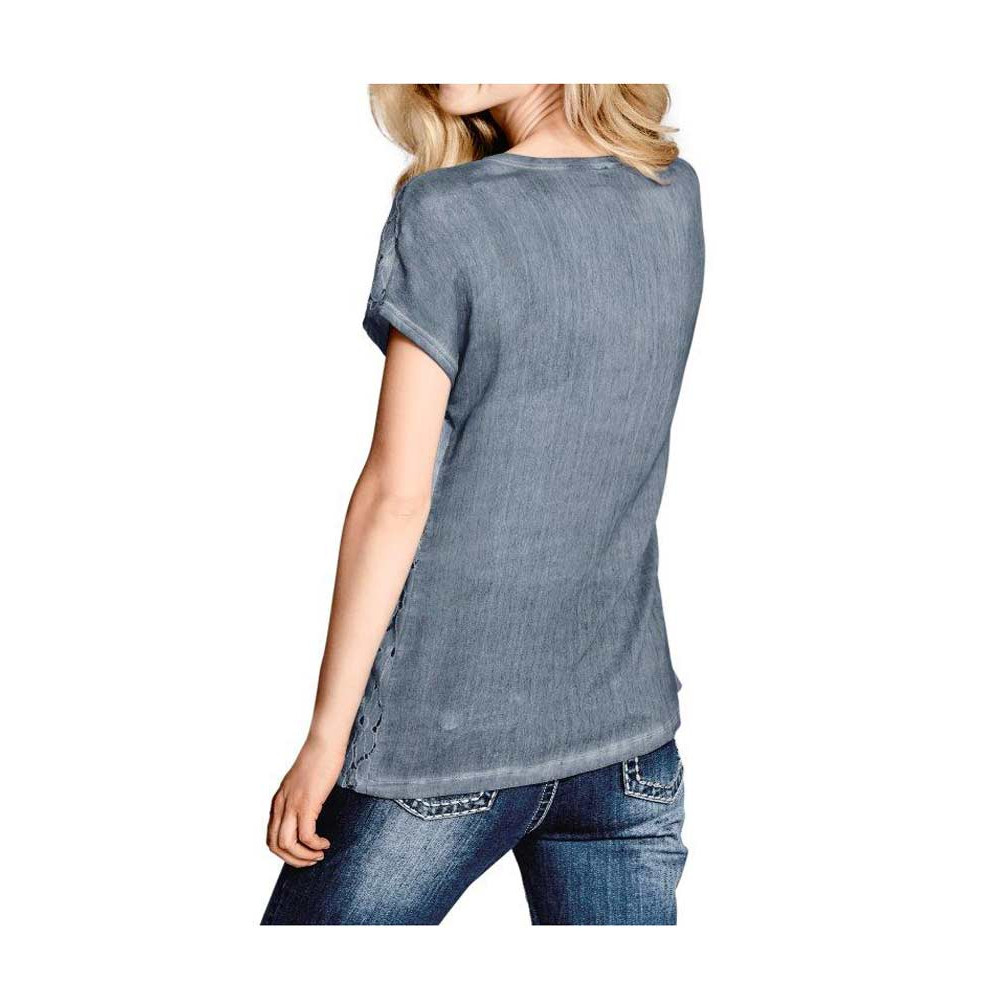 Spitzenbluse rauchblau
