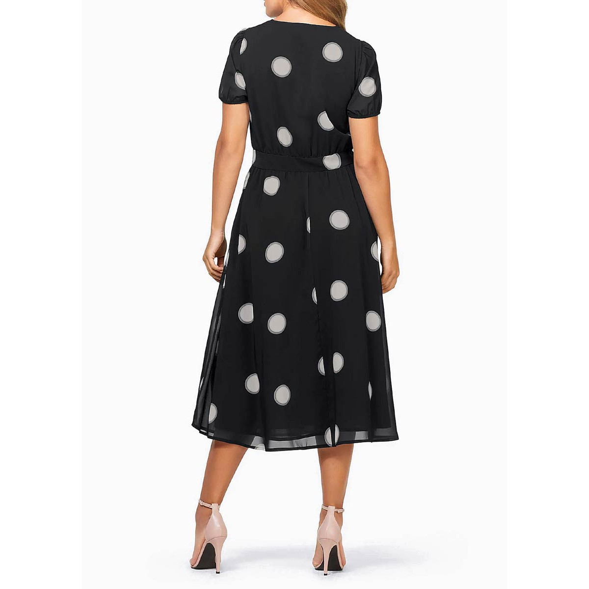 Designer-Chiffonkleid schwarz-ecru