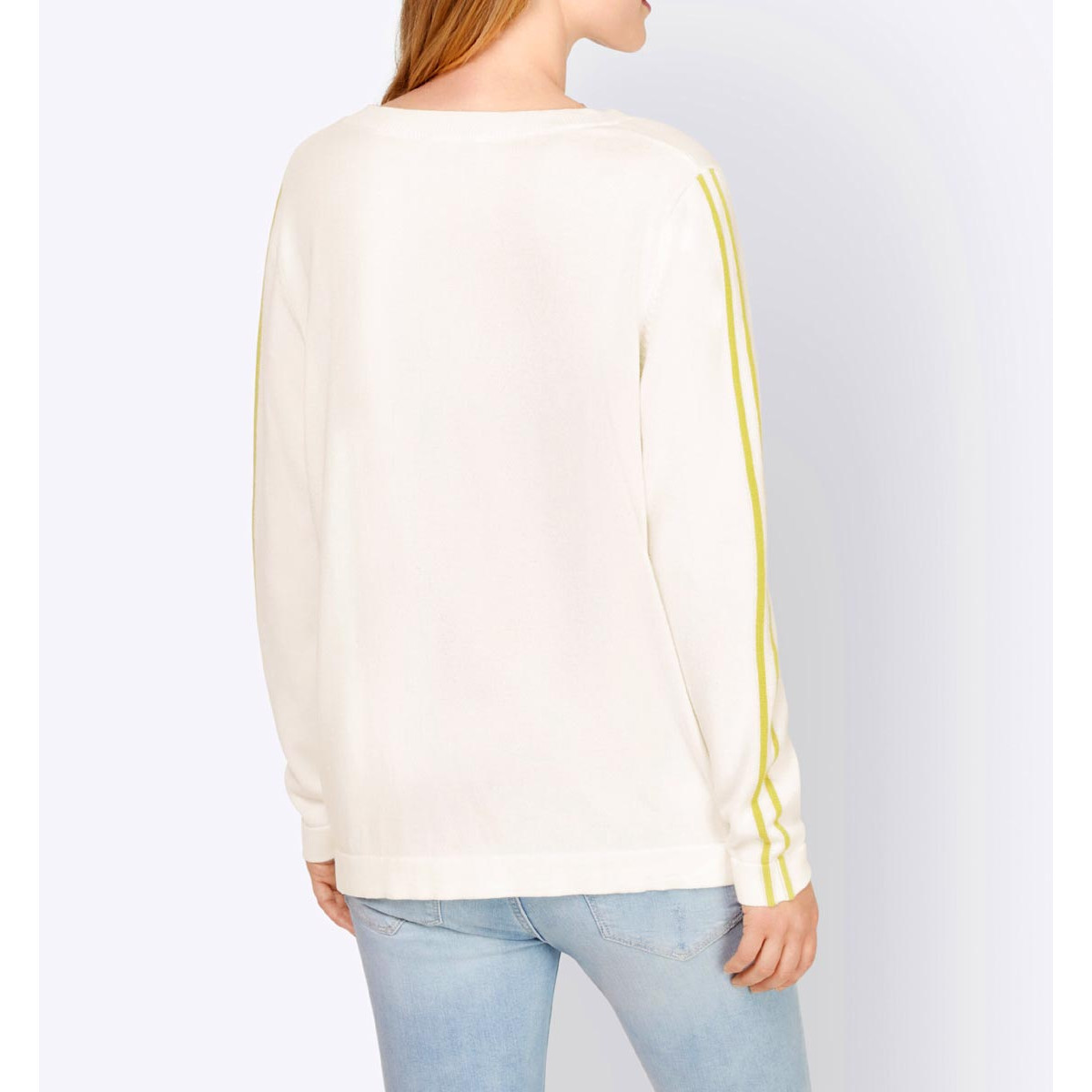 Designer-Pullover m.Glitzersteinchen ecru-gelb