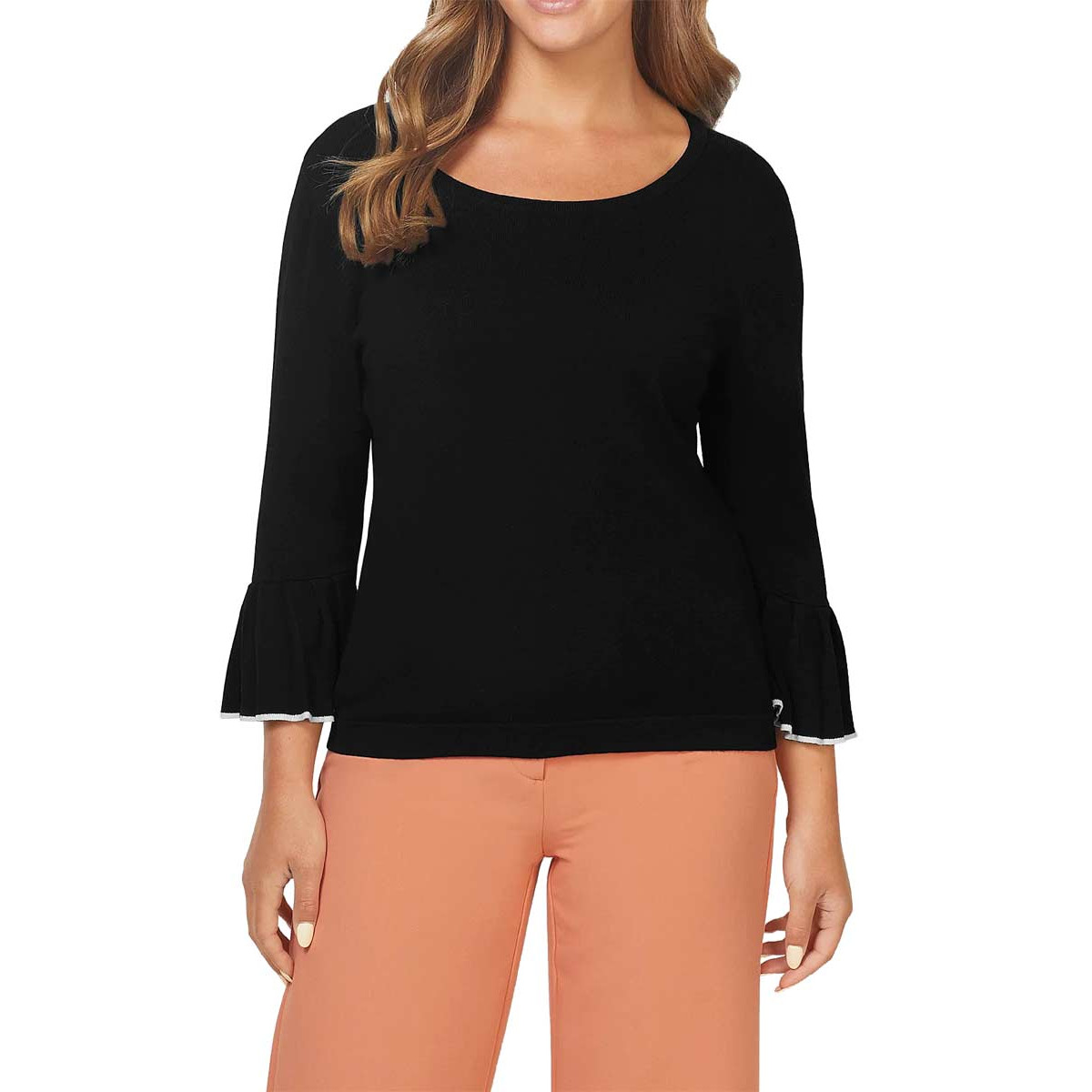 Designer-Volantpullover schwarz