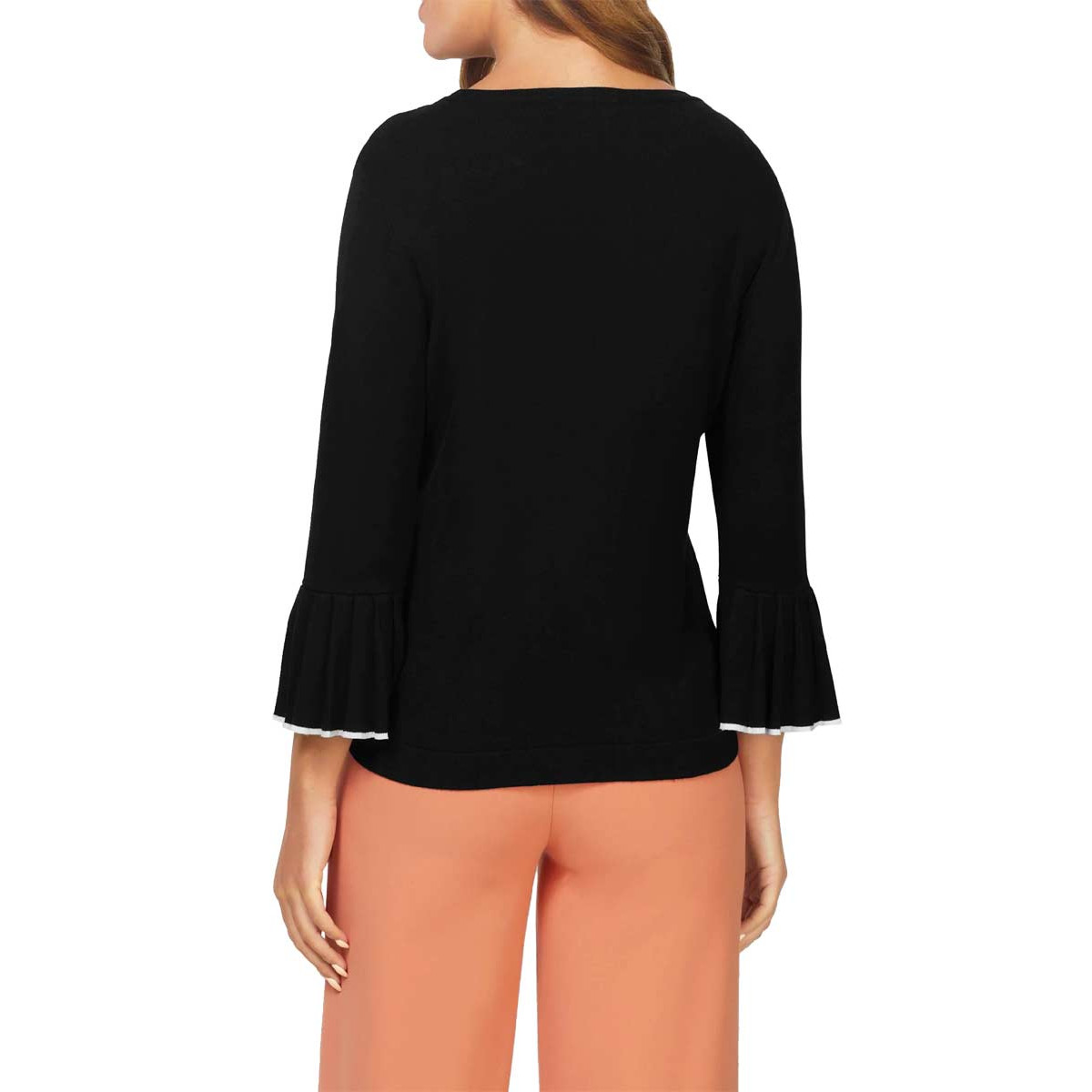 Designer-Volantpullover schwarz