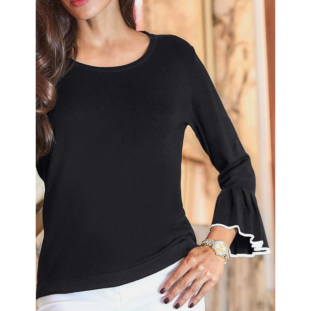 Designer-Volantpullover schwarz