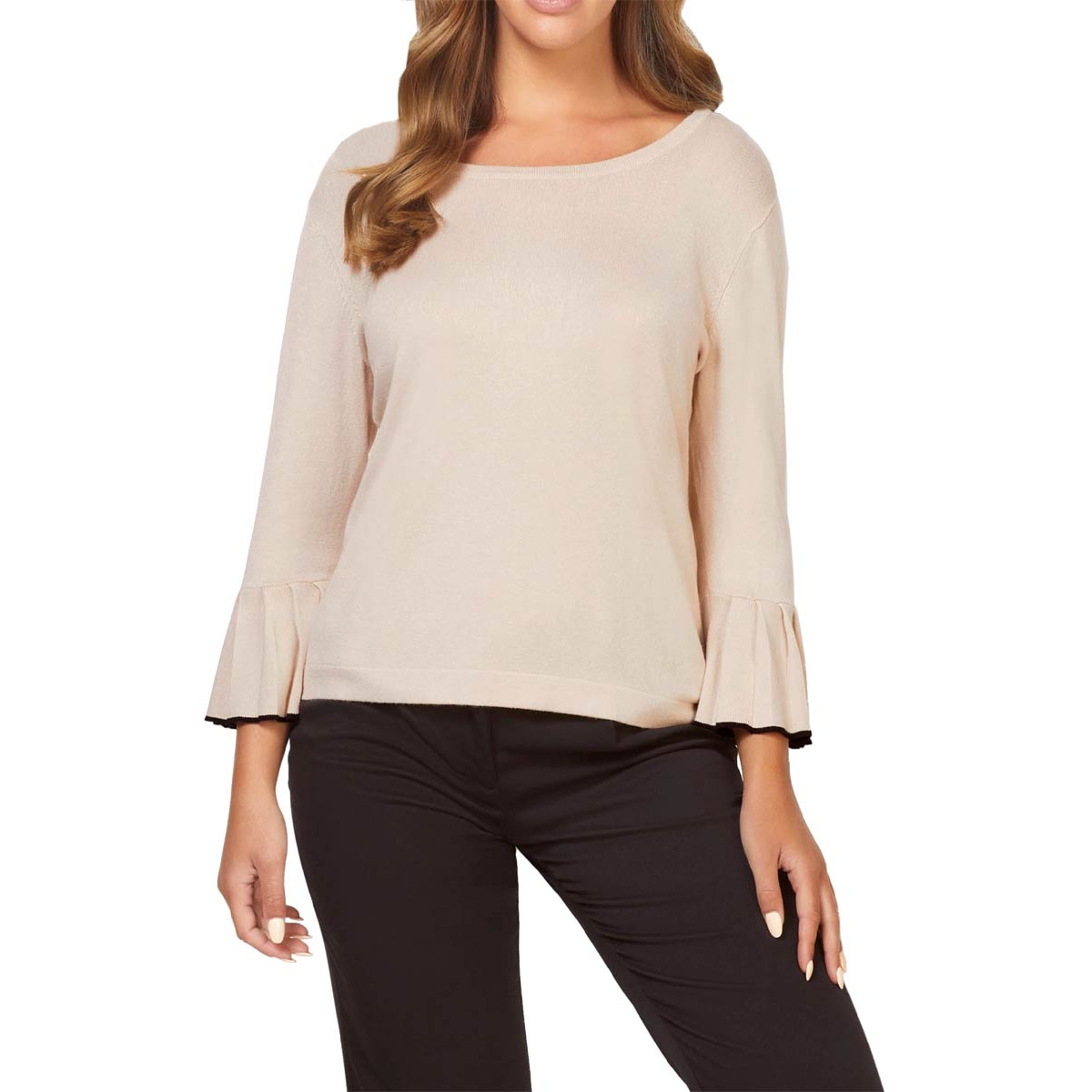 Designer-Volantpullover elfenbein