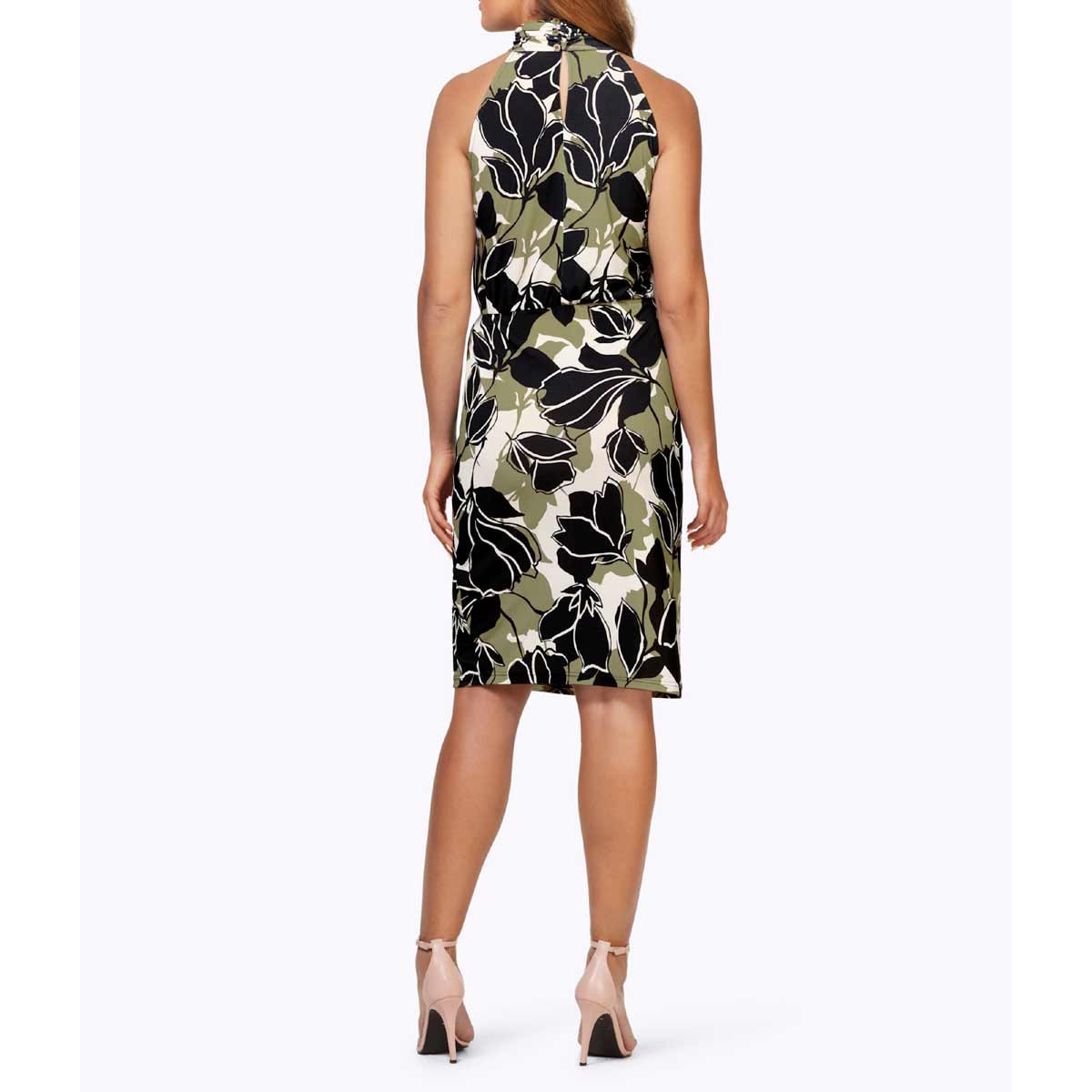 Designer-Jersey-Kleid champagner-dunkeltaupe