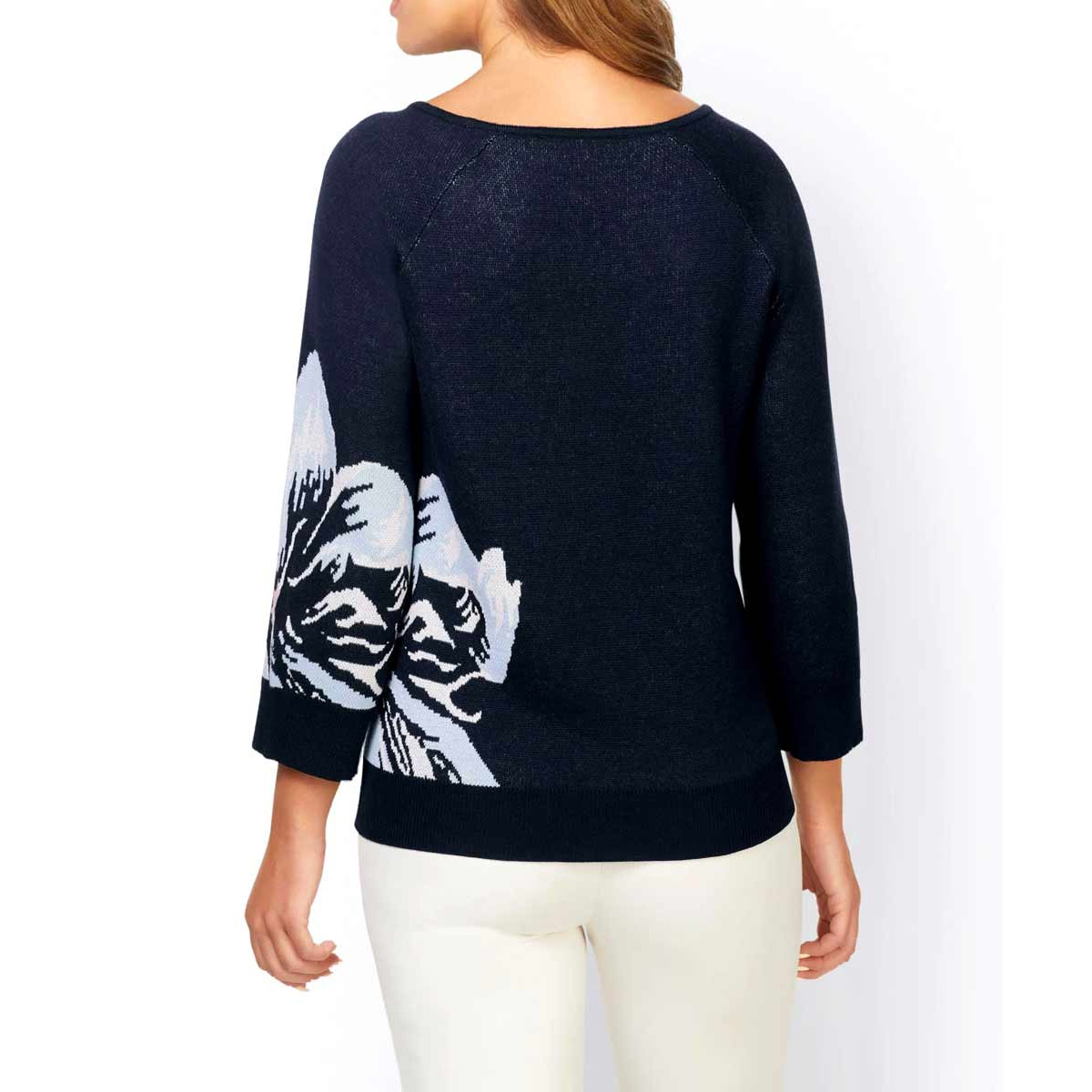 Designer-Pullover marine-bedruckt