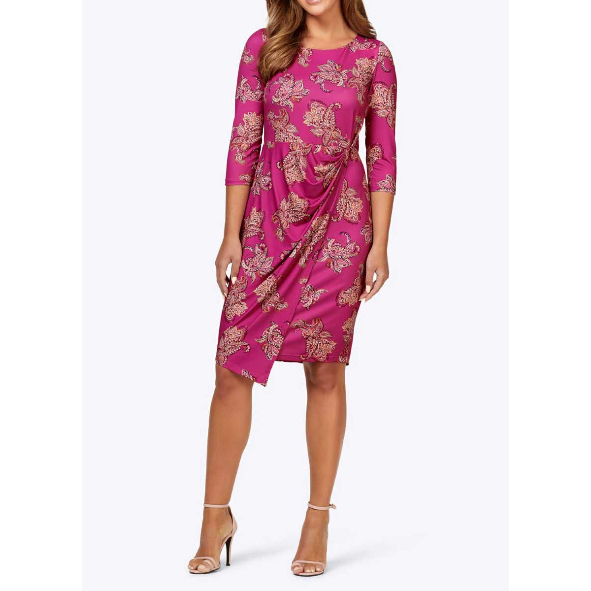Designer-Jerseykleid fuchsia-bedruckt
