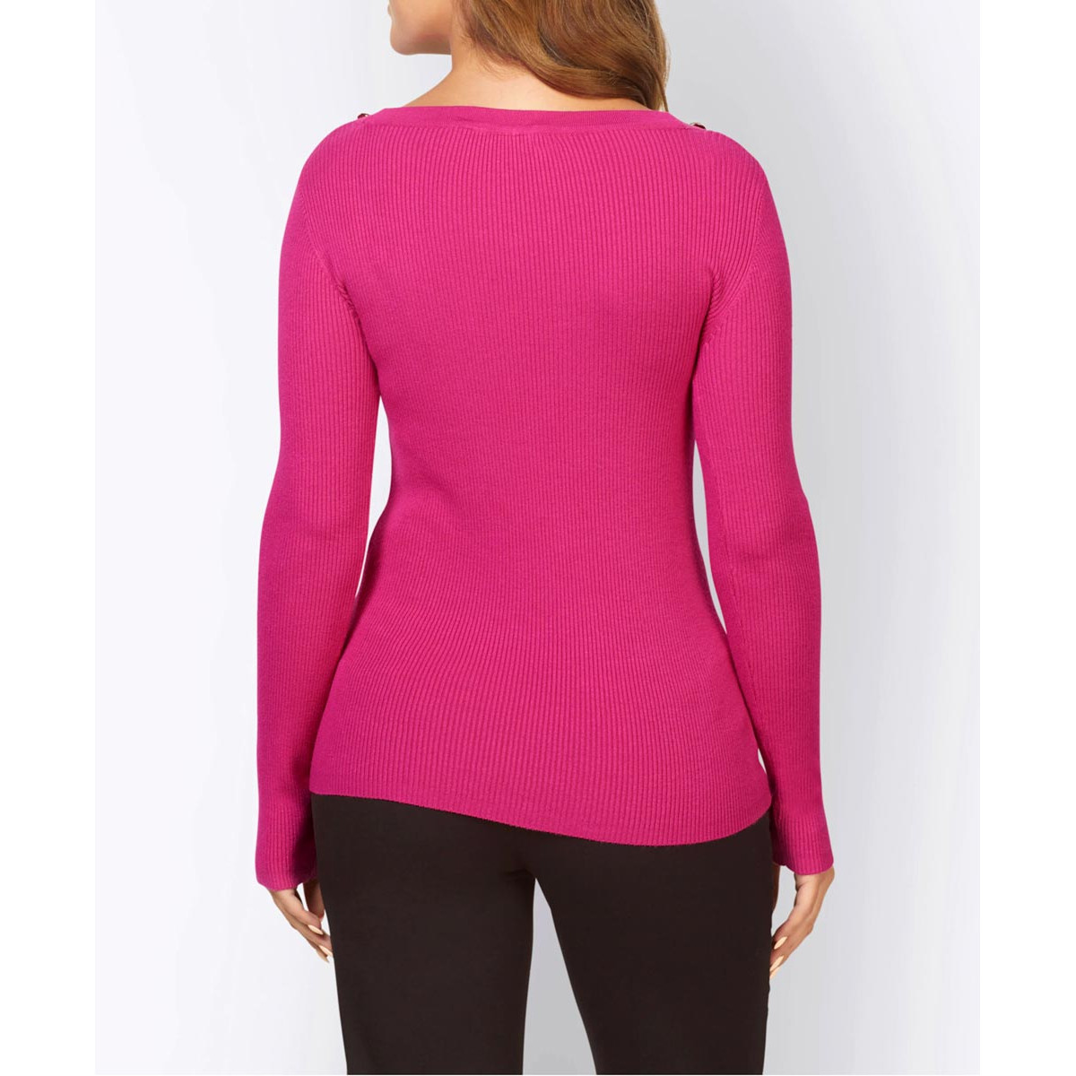 Designer-Carree-Rippenstrickpullover pink