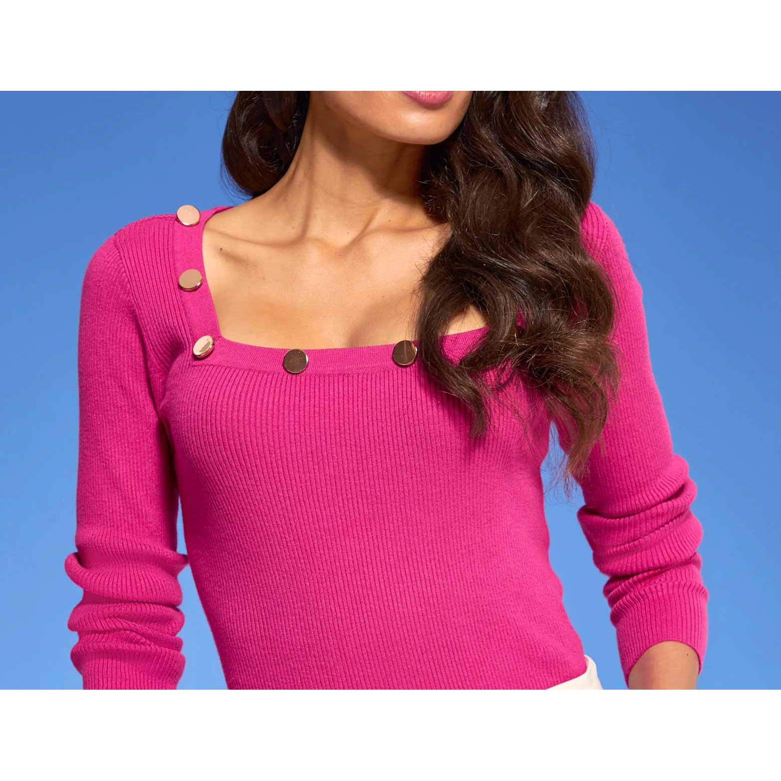 Designer-Carree-Rippenstrickpullover pink