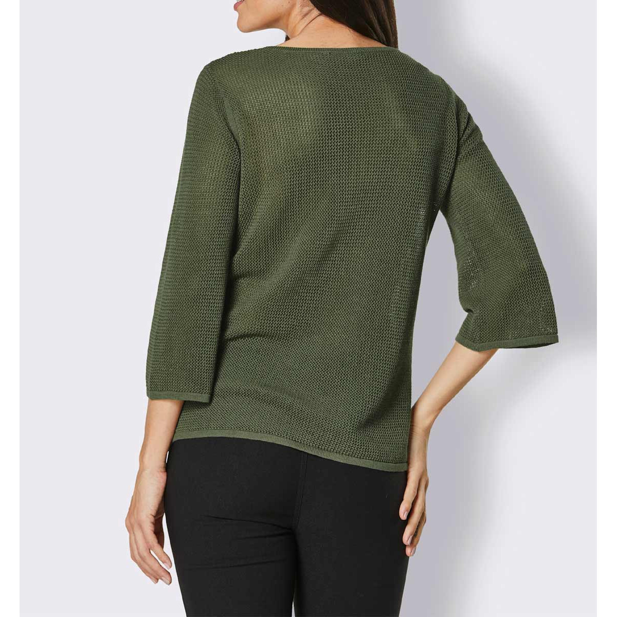 Lyocell-Pullover m. Glitzersteinchen khaki