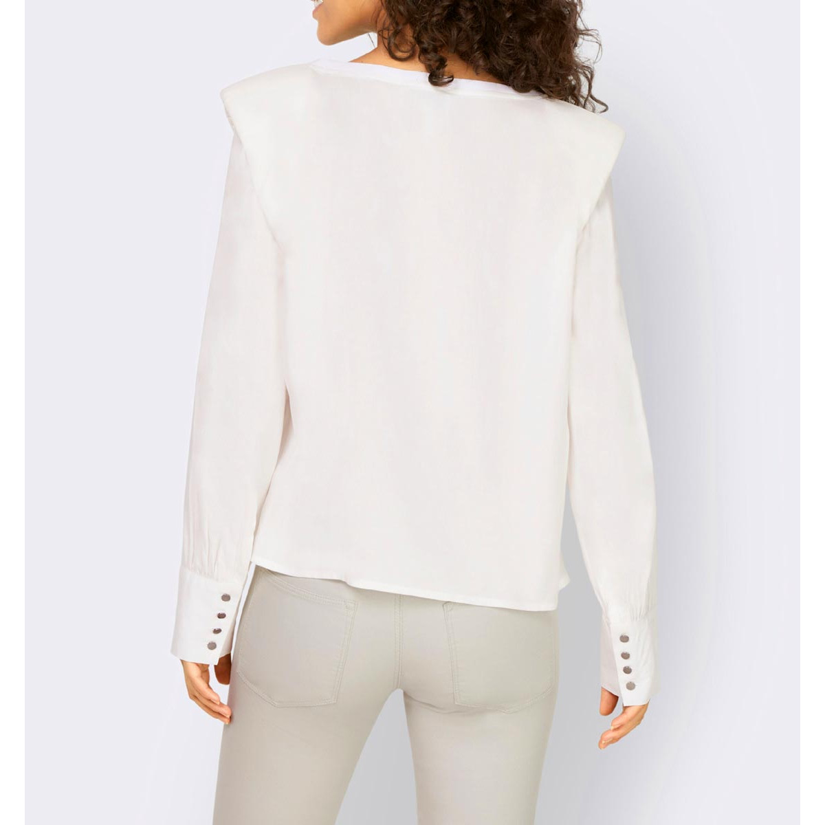 Designer-Bluse m. Schulterpolstern ecru