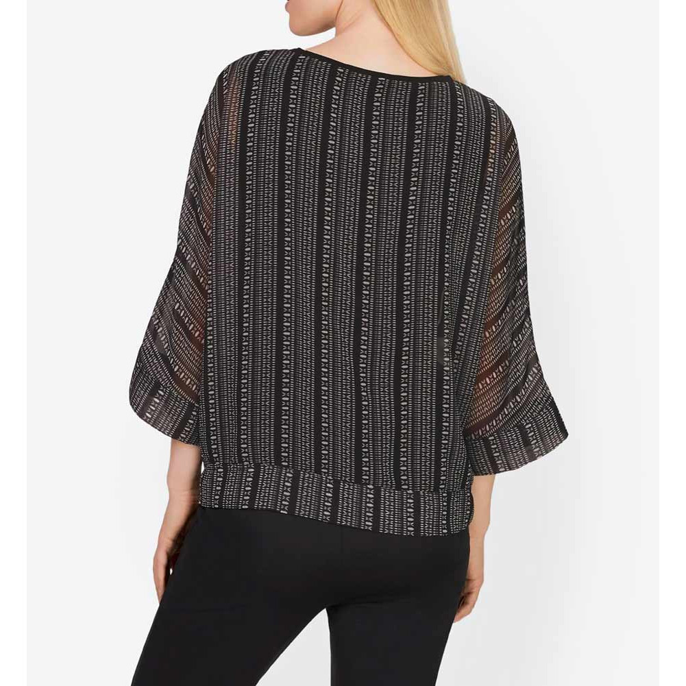 Designer-Druckbluse schwarz-elfenbein