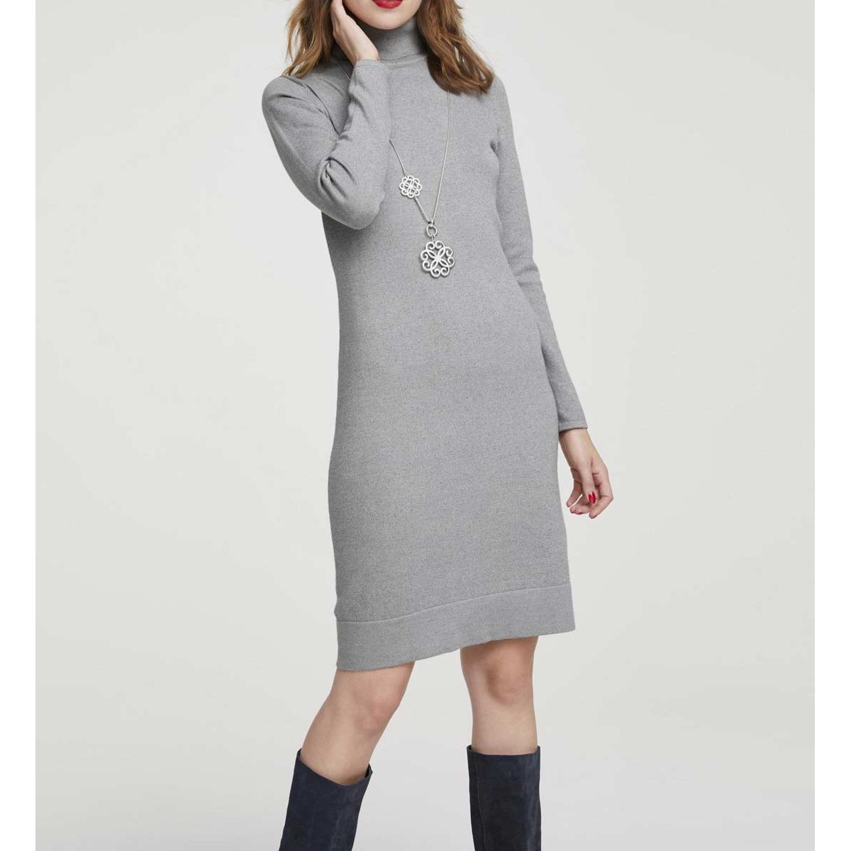 Designer-Strickkleid grau-melange