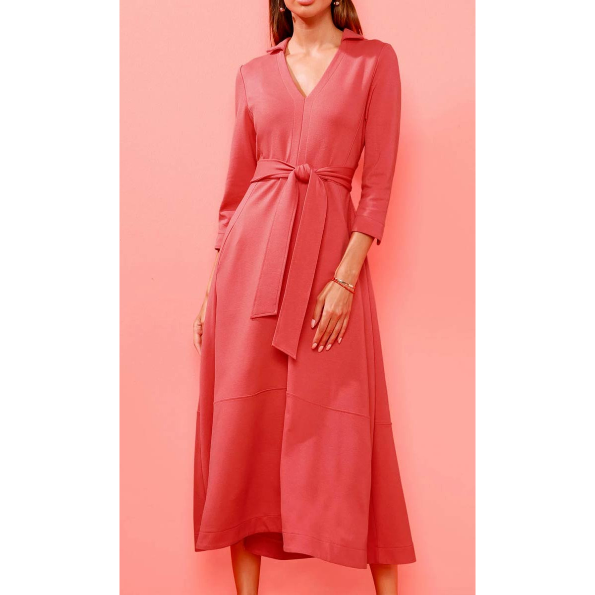 Designer-Jerseykleid m. Gürtel hummer