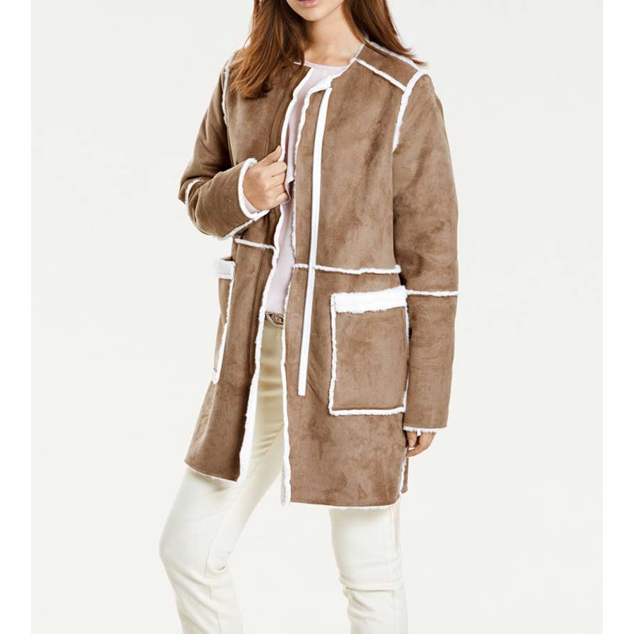 Webpelz-Wendemantel camel-ecru