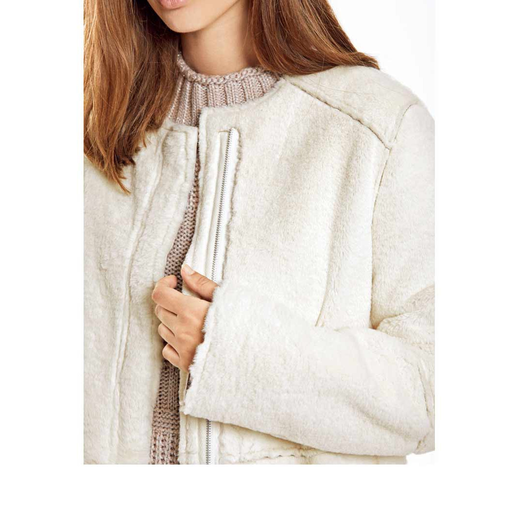 Webpelz-Wendemantel camel-ecru