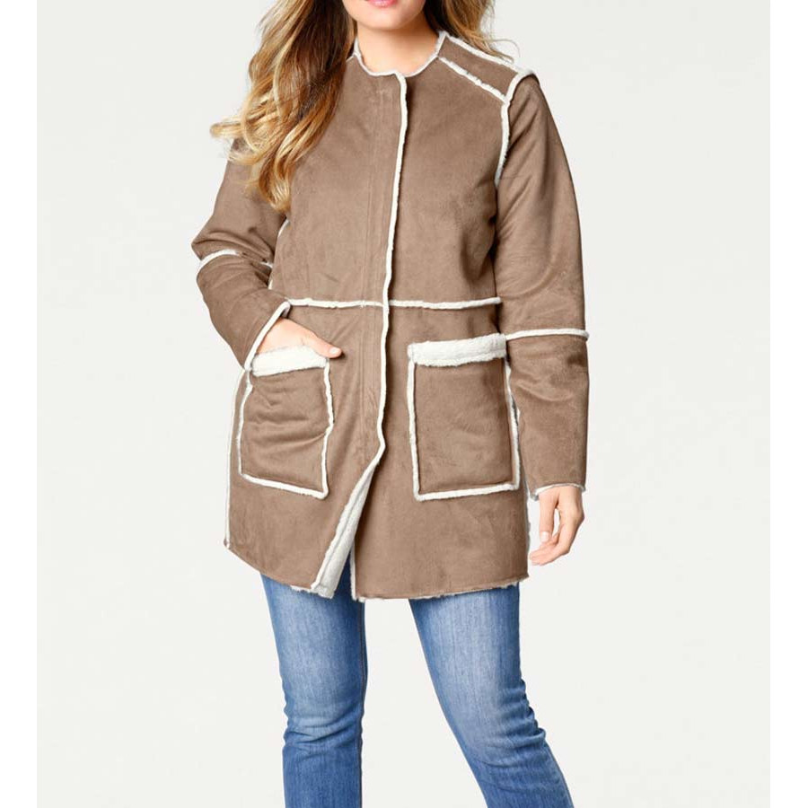 Webpelz-Wendemantel camel-ecru