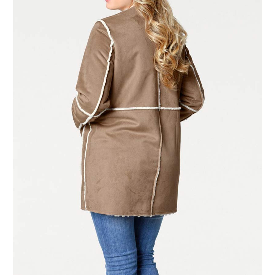 Webpelz-Wendemantel camel-ecru