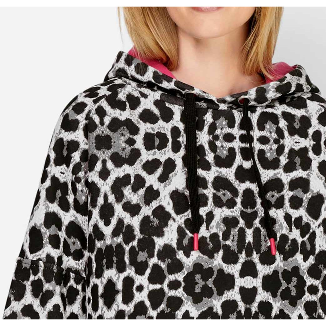 Designer-Sweatshirt grau-fuchsia-bedruckt