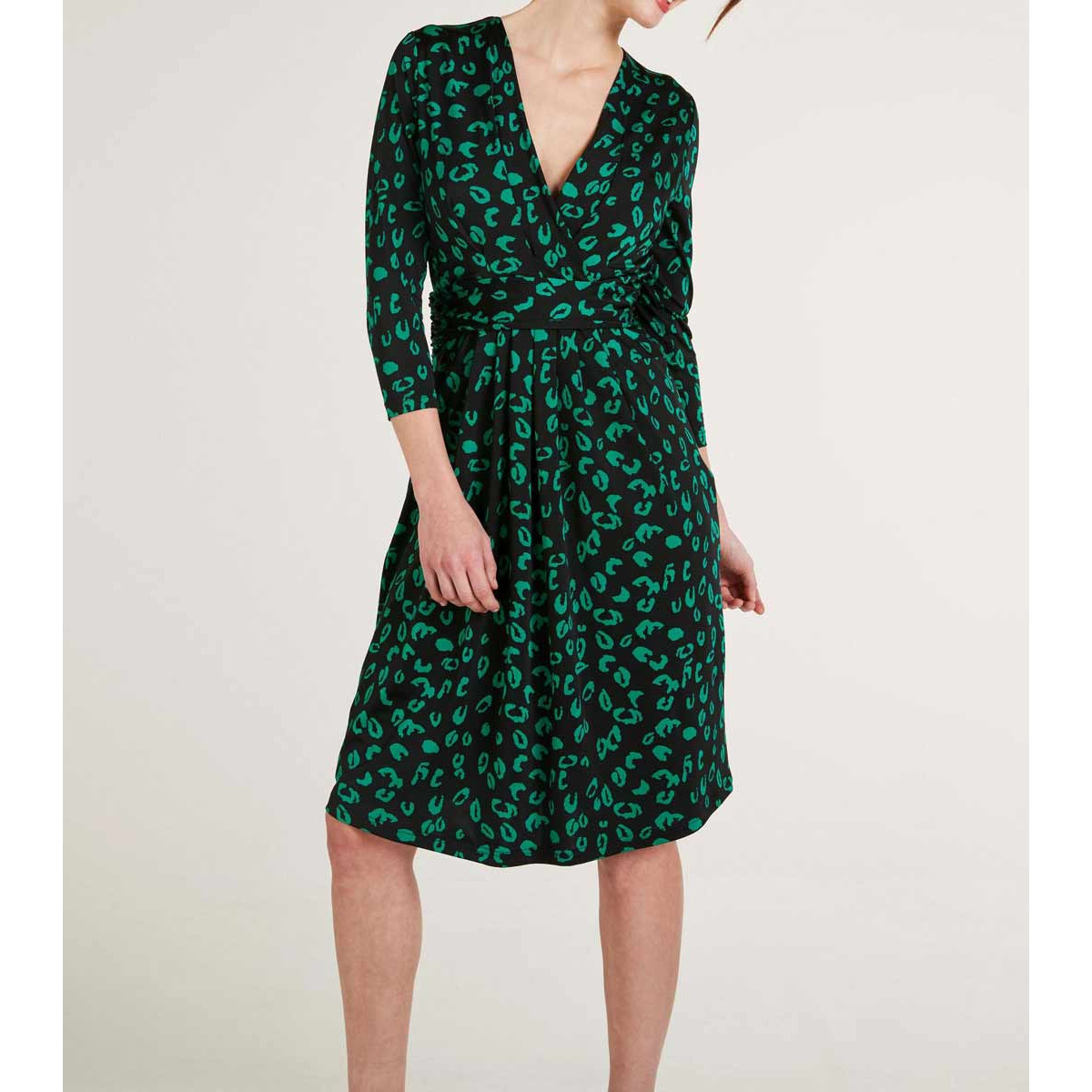 Designer-Druckkleid schwarz-grün