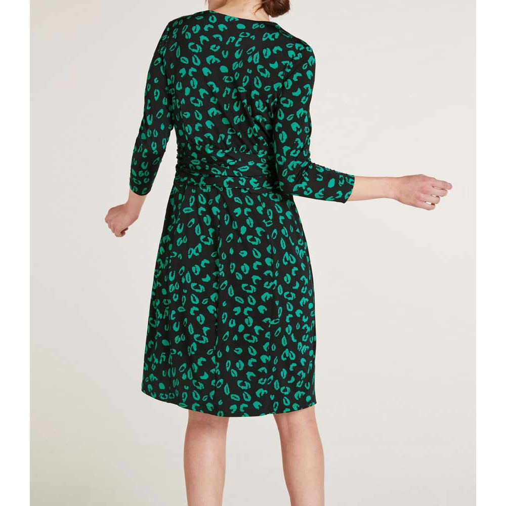 Designer-Druckkleid schwarz-grün