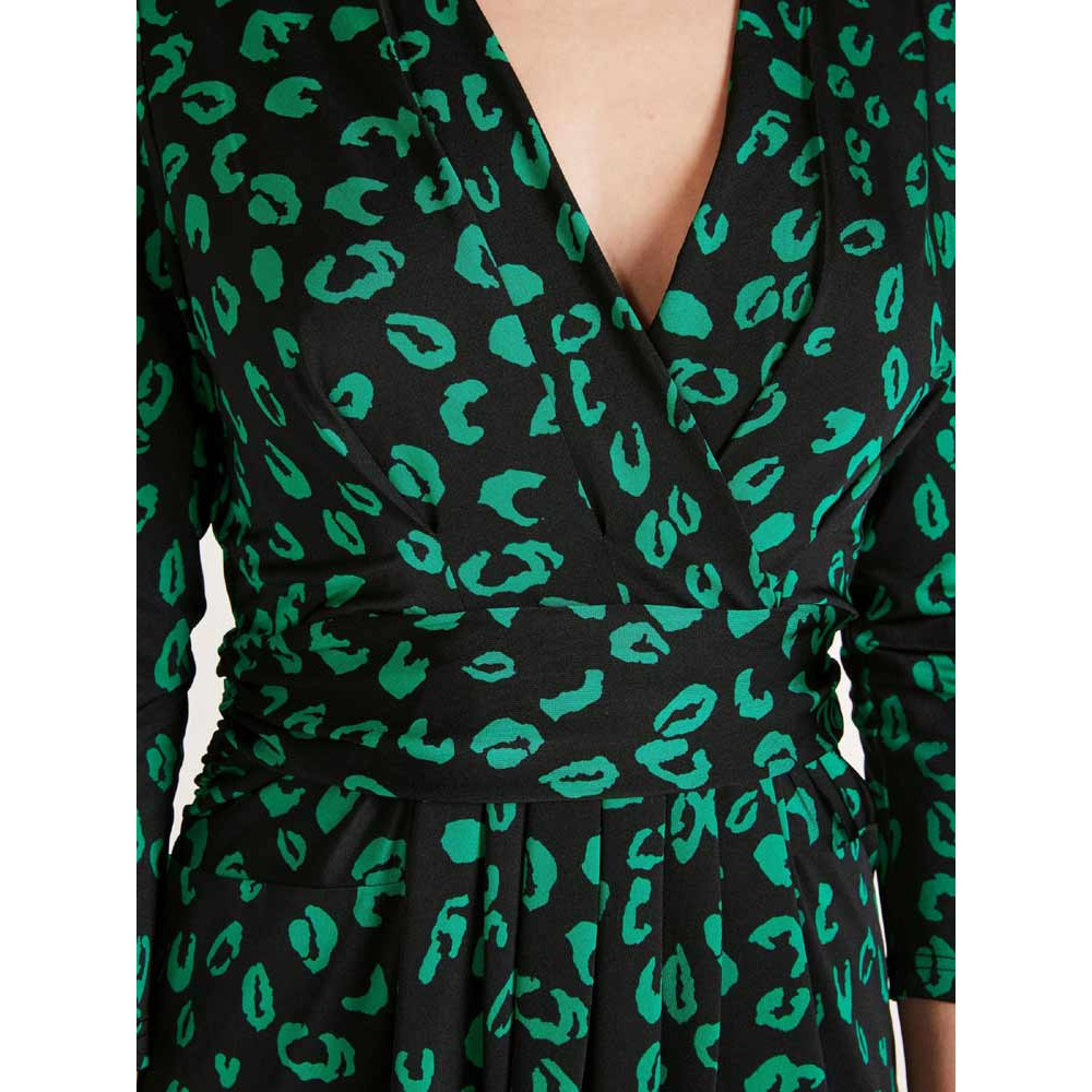 Designer-Druckkleid schwarz-grün