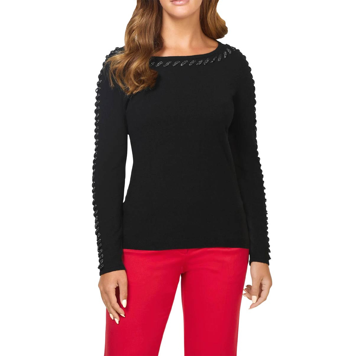 Designer-Pullover schwarz-silber