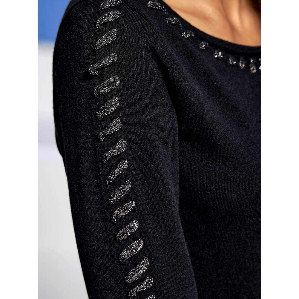 Designer-Pullover schwarz-silber