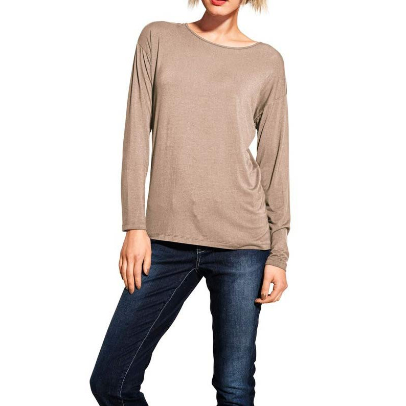 Designer-Shirt m. Einsatz taupe