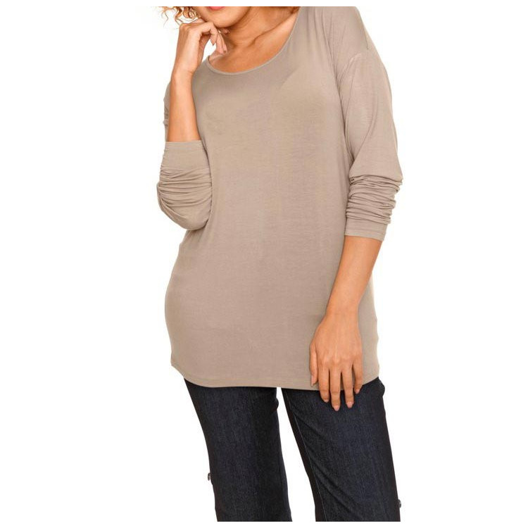 Designer-Shirt m. Einsatz taupe