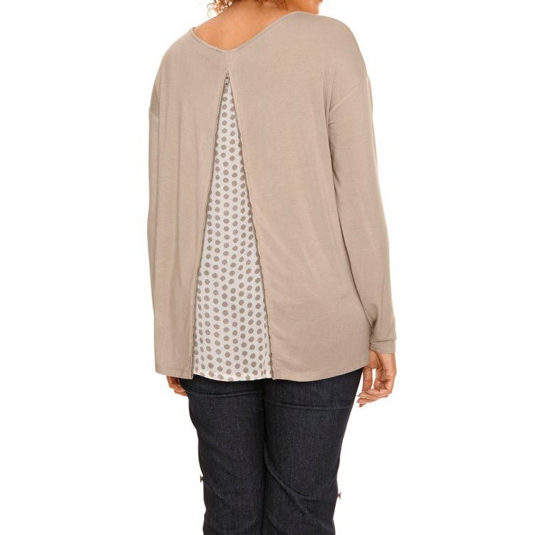 Designer-Shirt m. Einsatz taupe