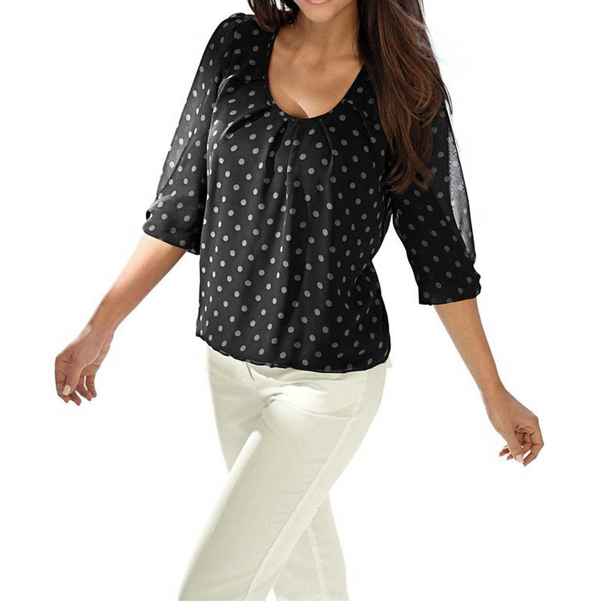 Designer-Chiffonbluse schwarz-weiß