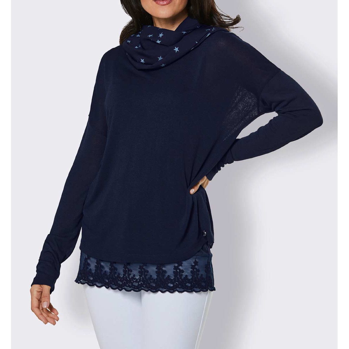 3-Tlg.Set Strickshirt+Top+Schal