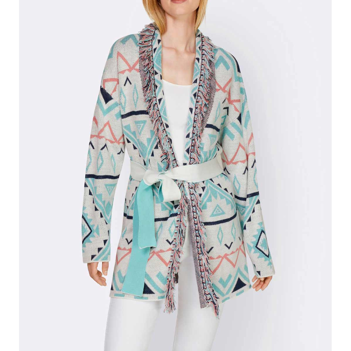 Designer-Jacquardstrickjacke bunt