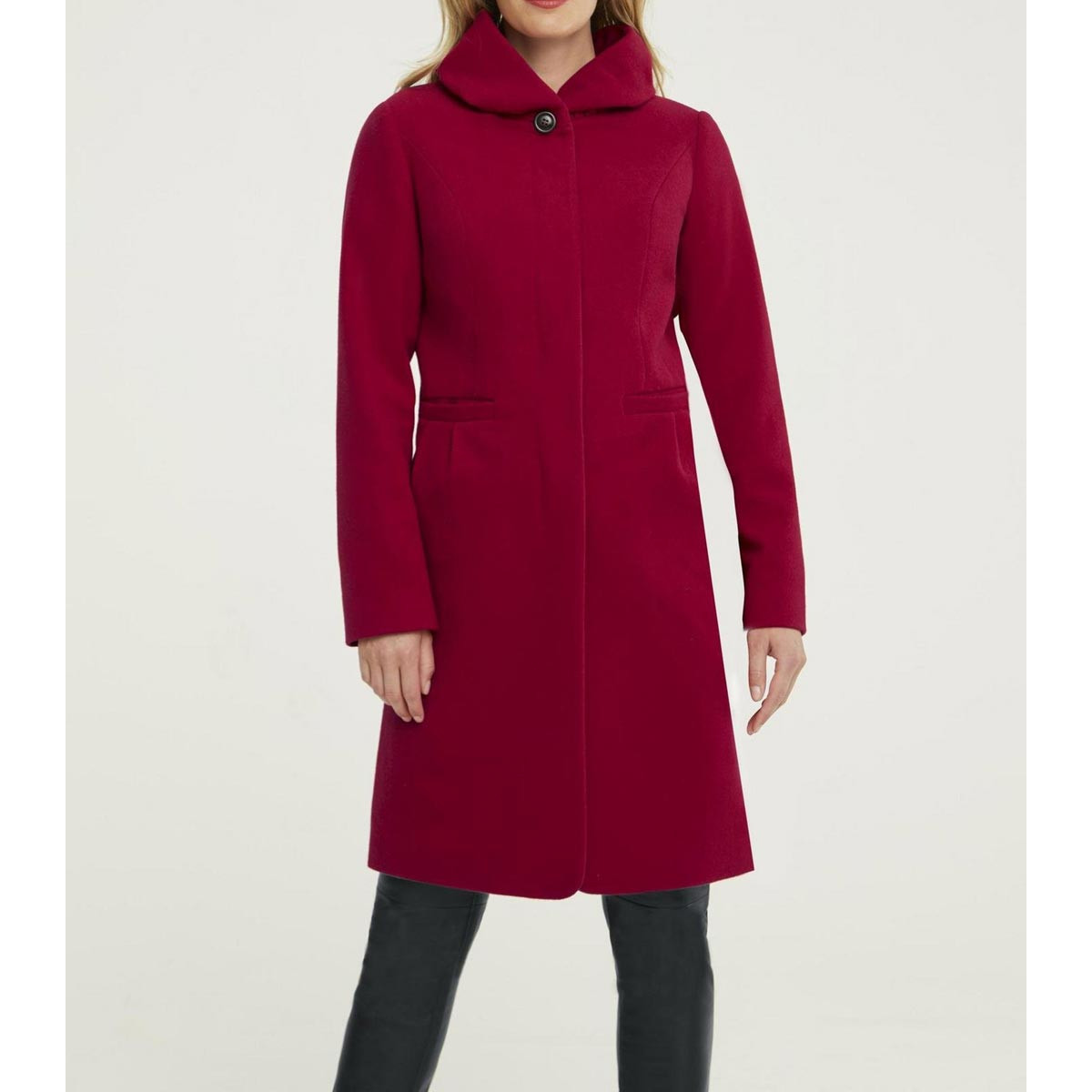 Designer-Wollflauschmantel rot