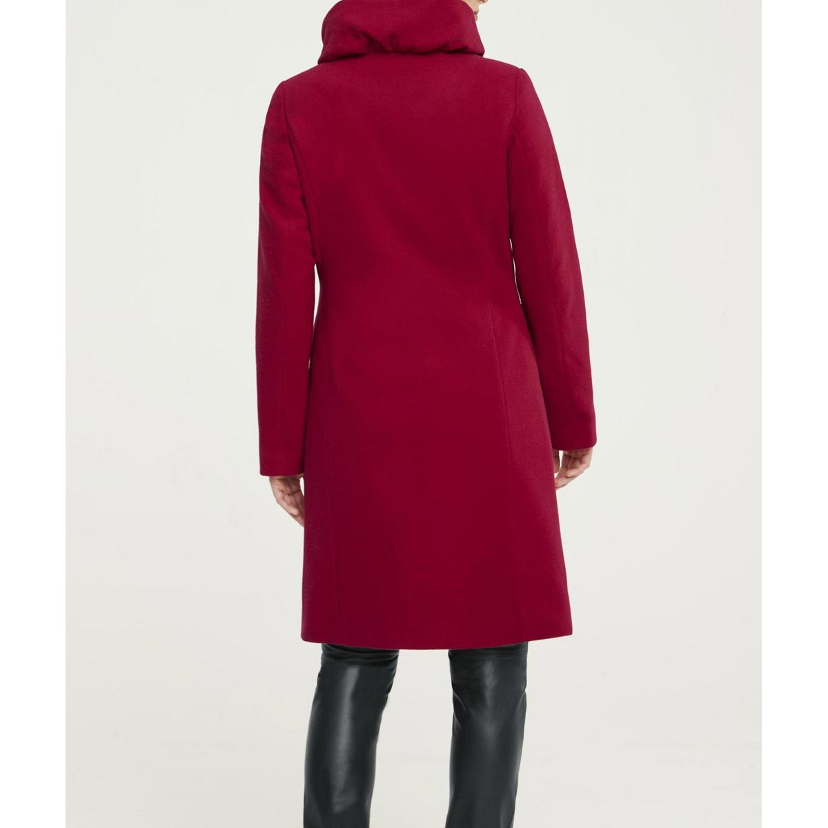 Designer-Wollflauschmantel rot