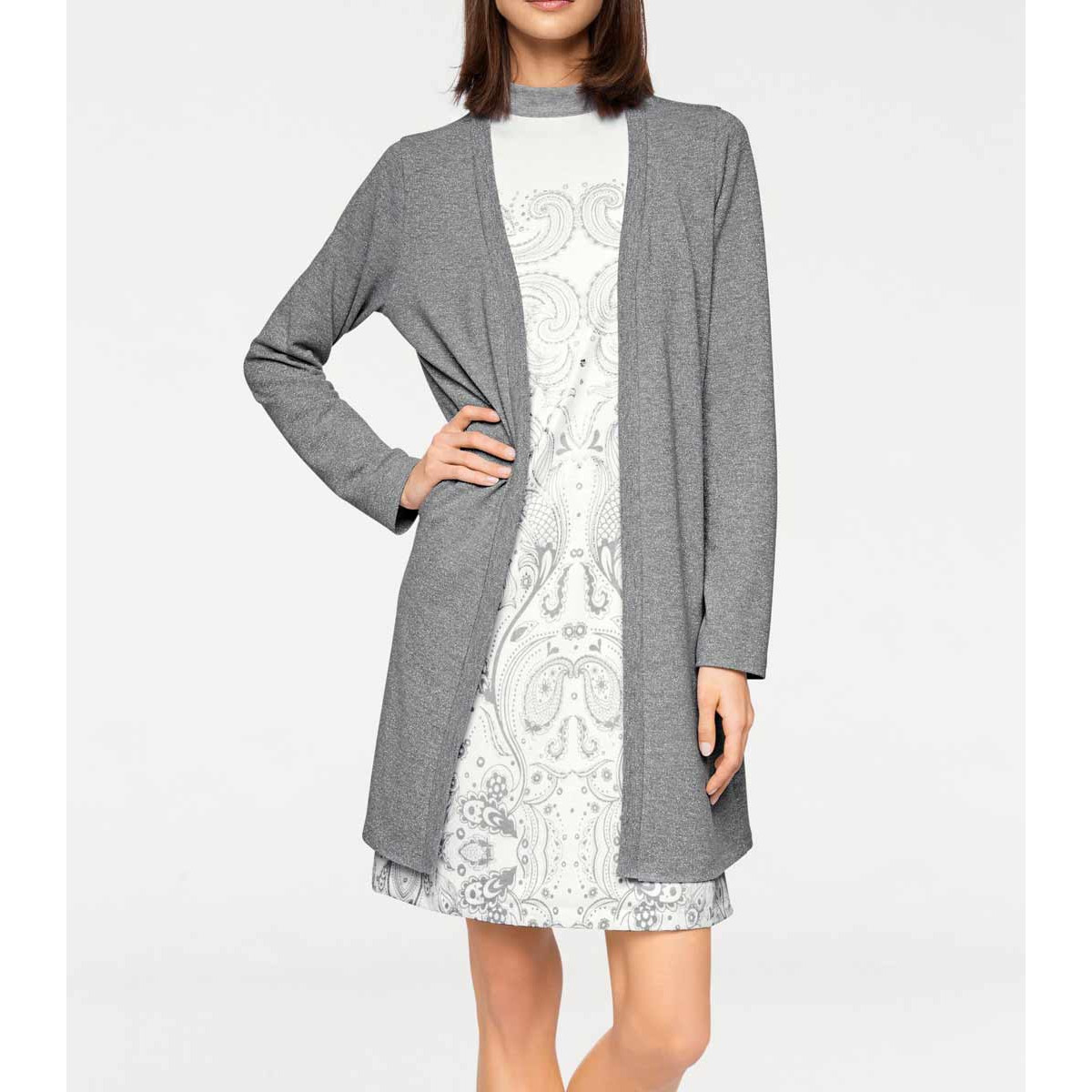 Feinstrickjacke silbergrau