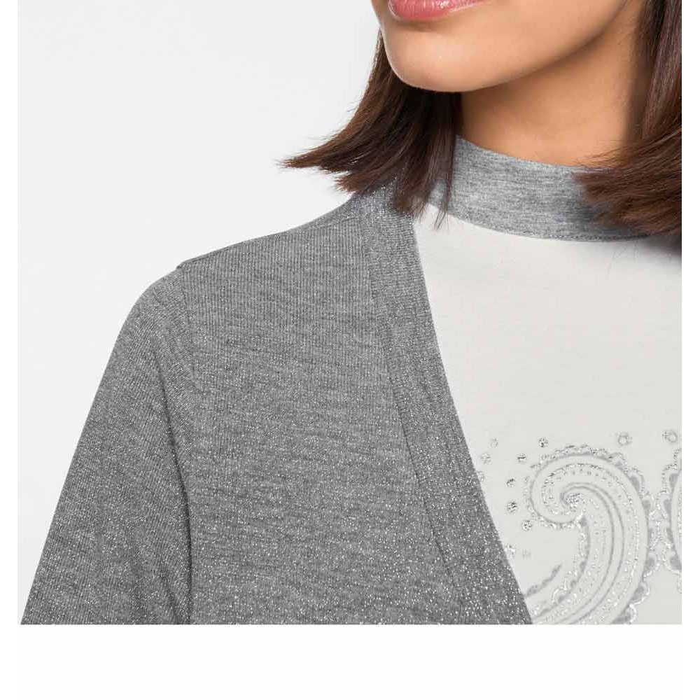 Feinstrickjacke silbergrau