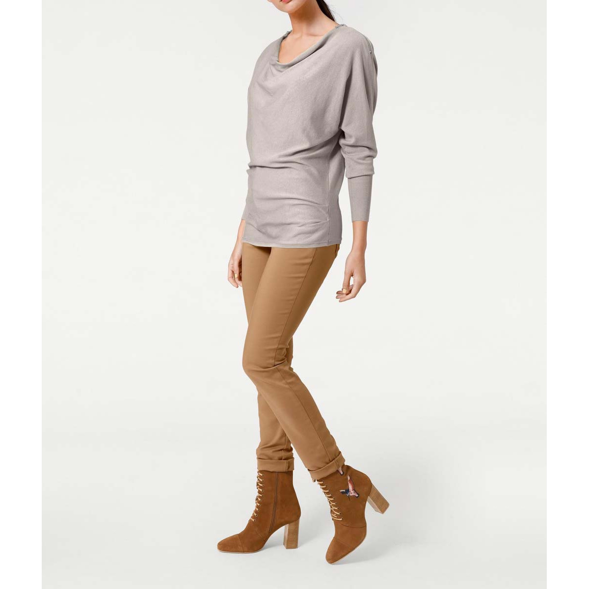 Designer-Reißverschlusspullover kitt