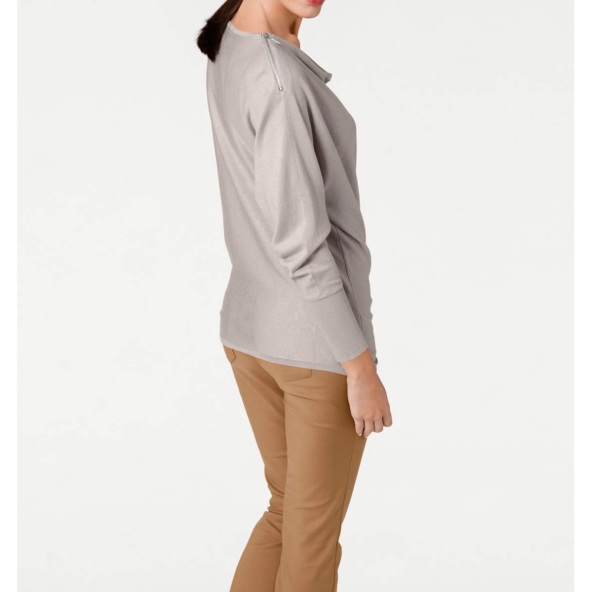 Designer-Reißverschlusspullover kitt