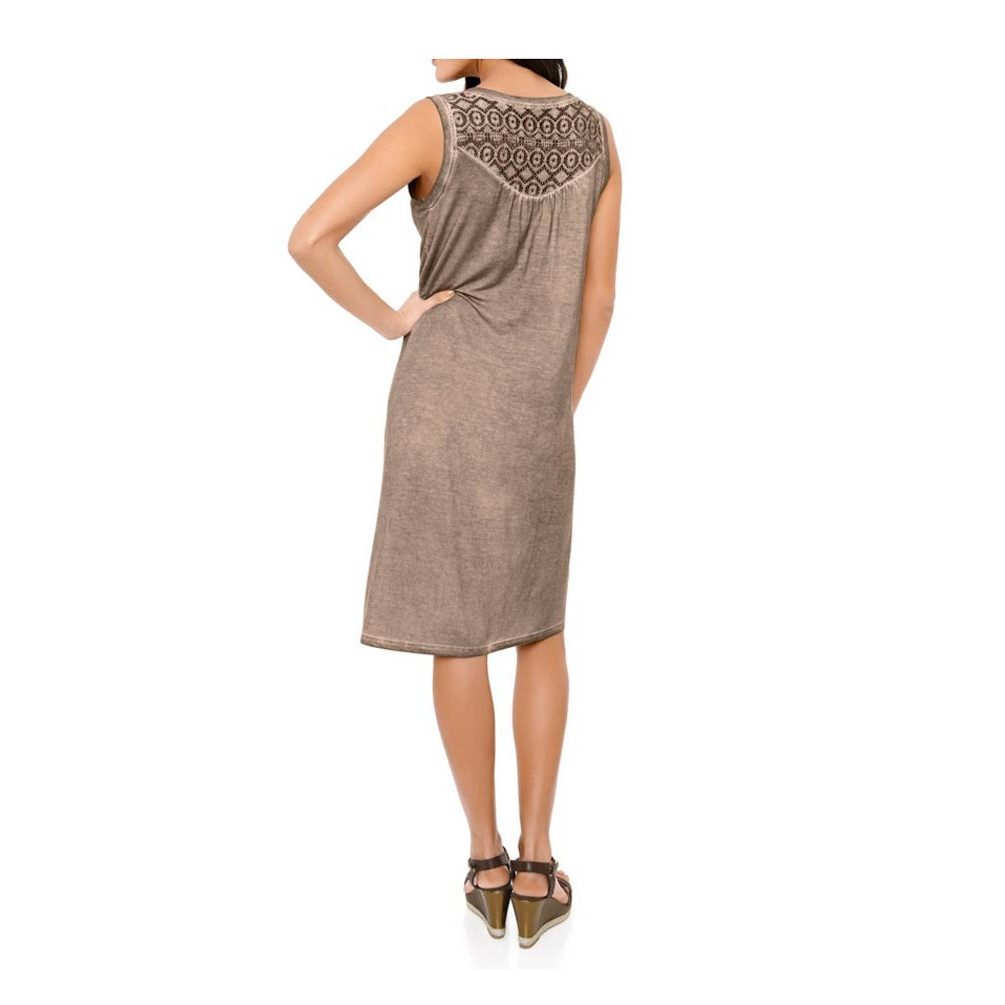 Kleid m. Spitze taupe