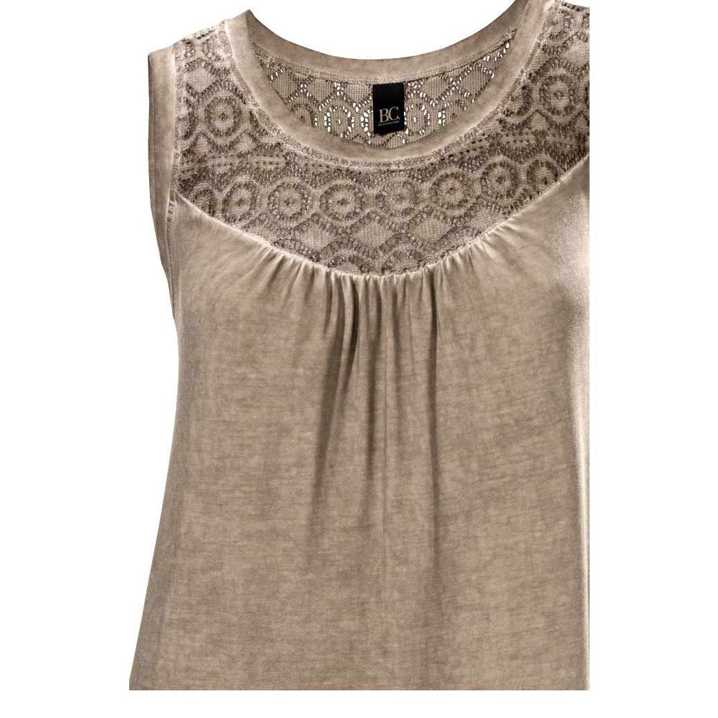 Kleid m. Spitze taupe