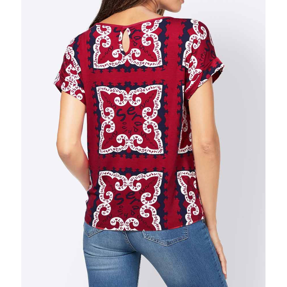 Druckshirt rot-marine-weiß