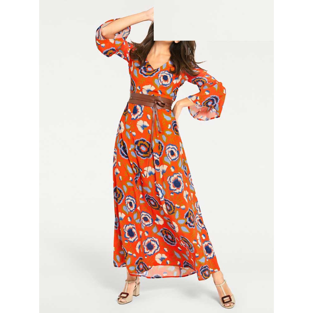 Designer-Maxikleid koralle-blau