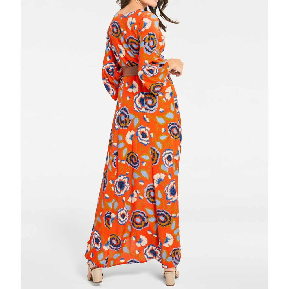 Designer-Maxikleid koralle-blau