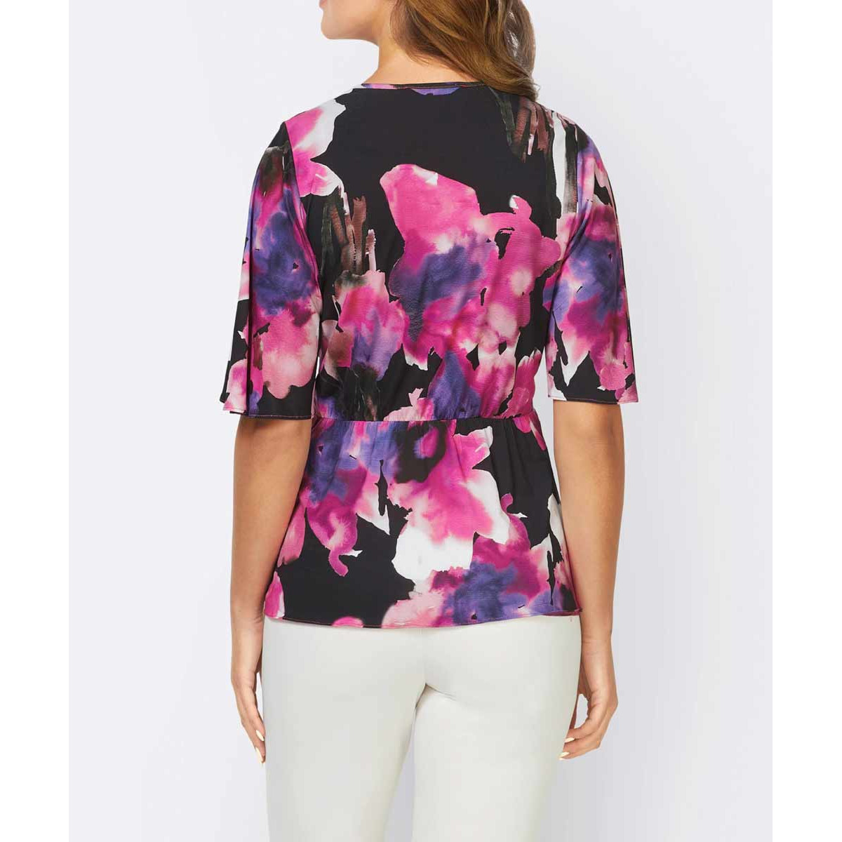 Designer-Wickelshirt schwarz-magenta